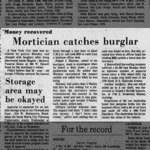 Mortician catches Burglar
